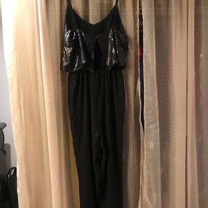Never wore Black pants jumpsuit w/ sequins top